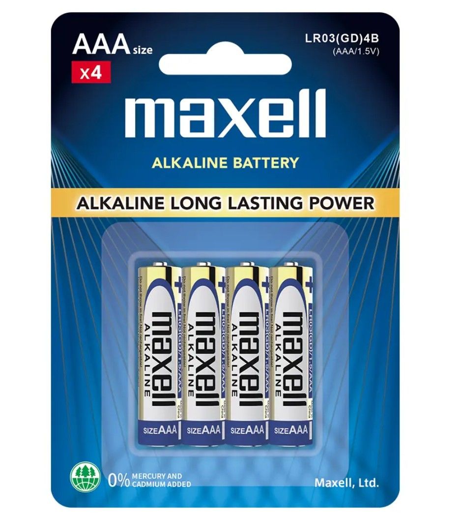 Maxell Alkaline AAA Battery (4pcs card pack) LR03 4B