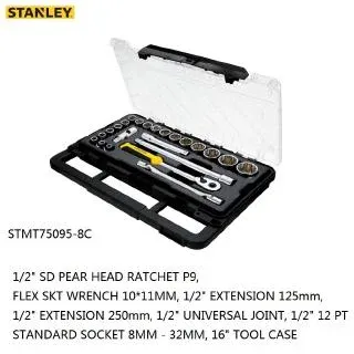 Stanley STMT74726 23 Pcs 1/2" 12Pts Metric Socket Set