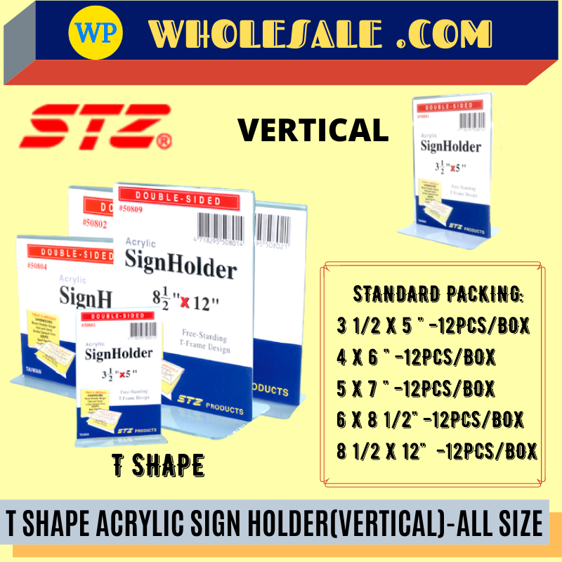 STZ / SIGN HOLDER / ACRYLIC / T SHAPE / VERTICAL / ALL SIZE / ACRYLIC HOLDER / MENU HOLDER /