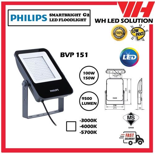 Philips *Philips BVP151 LED150/CW 220-240V 150W FLOOD LIGHT 6500K