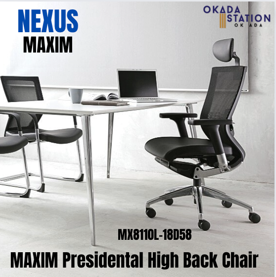 NEXUS MAXIM / MESH CHAIR / PRESIDENTIAL HIGH BACK / MX8110L-18D58 / MESH CHAIR / PU LEATHER / OFFICE CHAIR / KERUSI PEJABAT