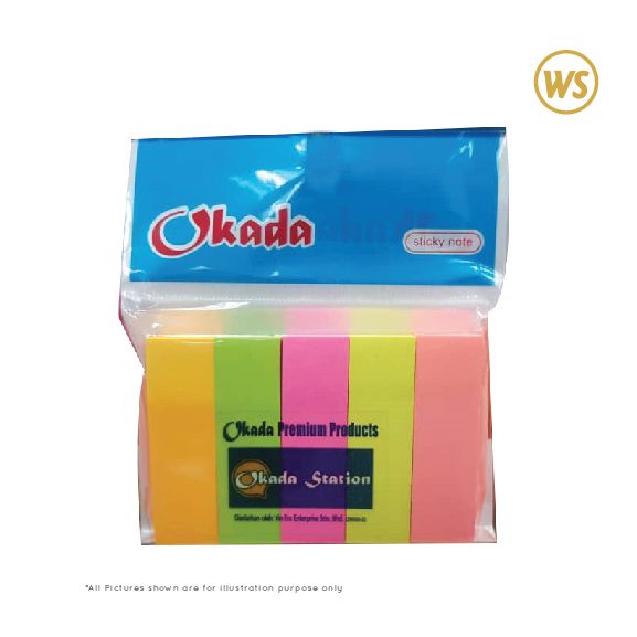 OKADA 2 X 3 FLORECENT 5 IN 1 POST IT NOTE