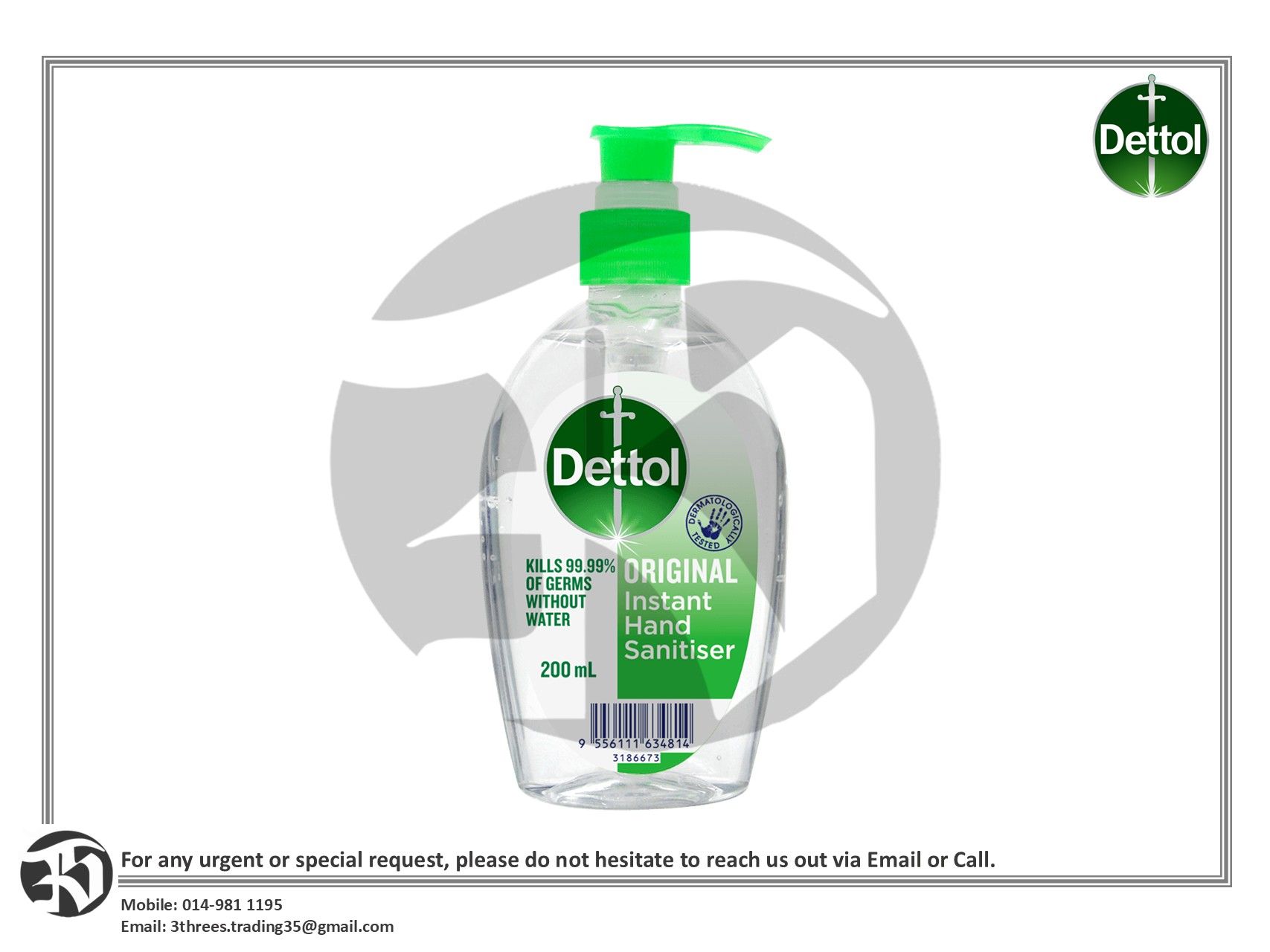 Dettol Antibacterial Hand Sanitizer Original 200ml