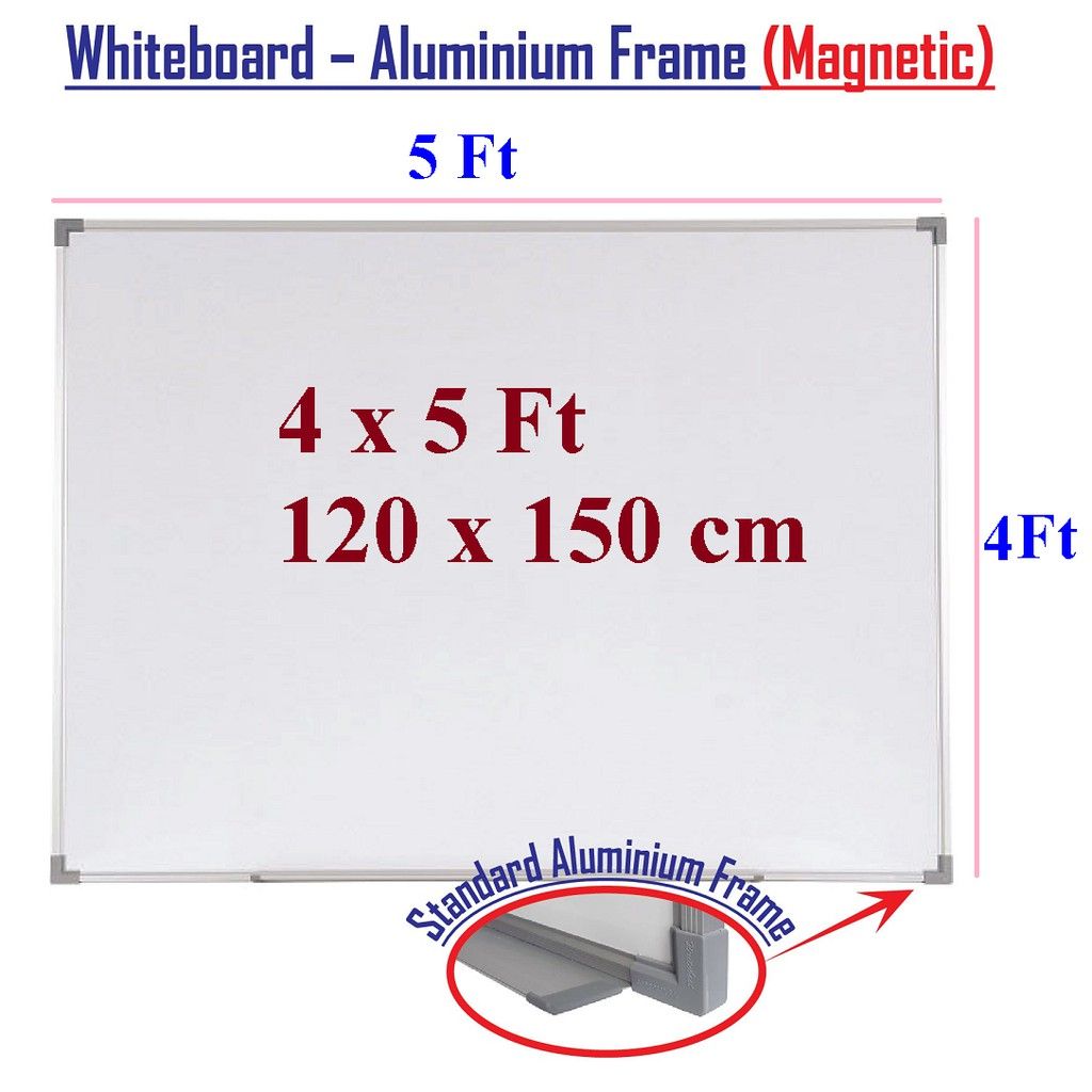 MAGNETIC WHITEBOARD 4′ x 5′ 120CM X 150CM