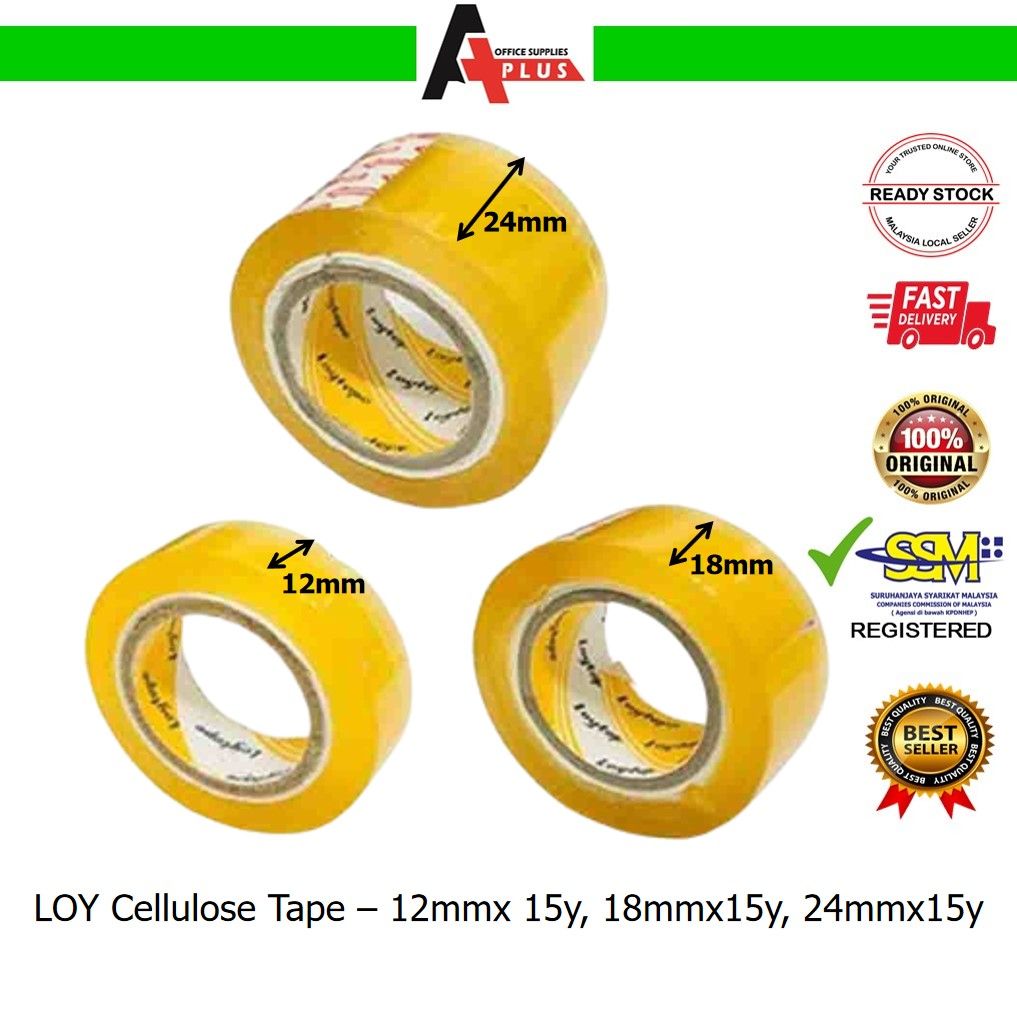 LOY Cellulose Tape / Pita Lutsinar - 12mmx15y, 18mmx15y, 24mmx15y
