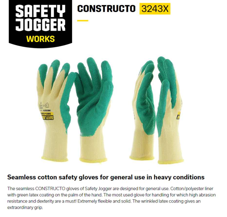 CONSTRUCTO SAFETY JOGGER SEAMLESS COTTON SAFETY GLOVES CONSTRUCTO 3243X