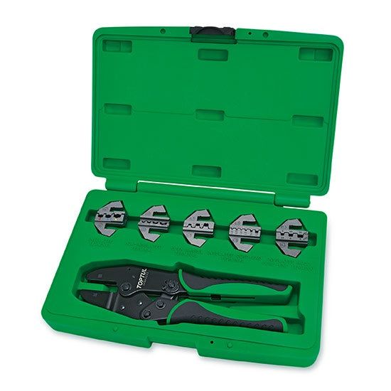 TOPTUL 6 PCS QUICK INTERCHANGEABLE RATCHET CRIMPING TOOL KIT GAAI0605