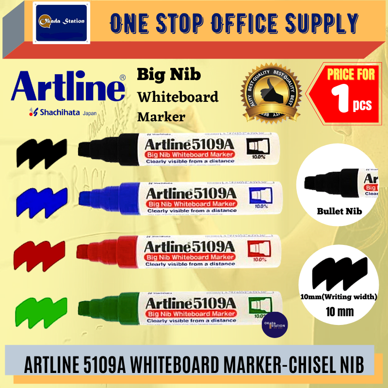 ARTLINE 5109 / MARKER PEN / WHITEBOARD MARKER / 10.0MM / 5109A / WHITE BOARD MARKER / BIG HEAD / PEN MARKER / ALL COLOUR / PEN PAPAN PUTIH