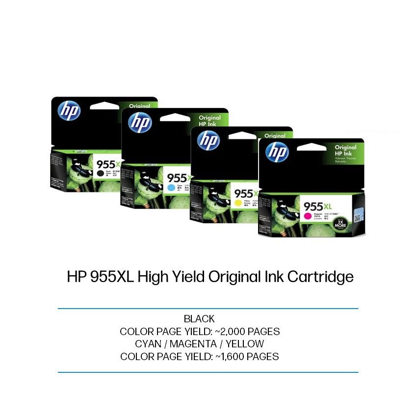 Genuine Malaysia- HP 955XL Original Ink Cartridge - Cyan/Magenta/Yellow