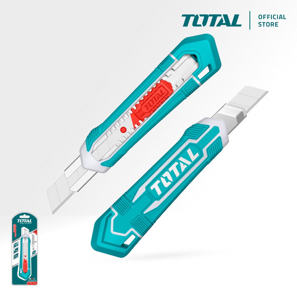 TOTAL SNAP-OFF BLADE KNIFE FLAT PUSH BUTTON DESIGN WITH AUTO-LOCK FEATURE THT511815