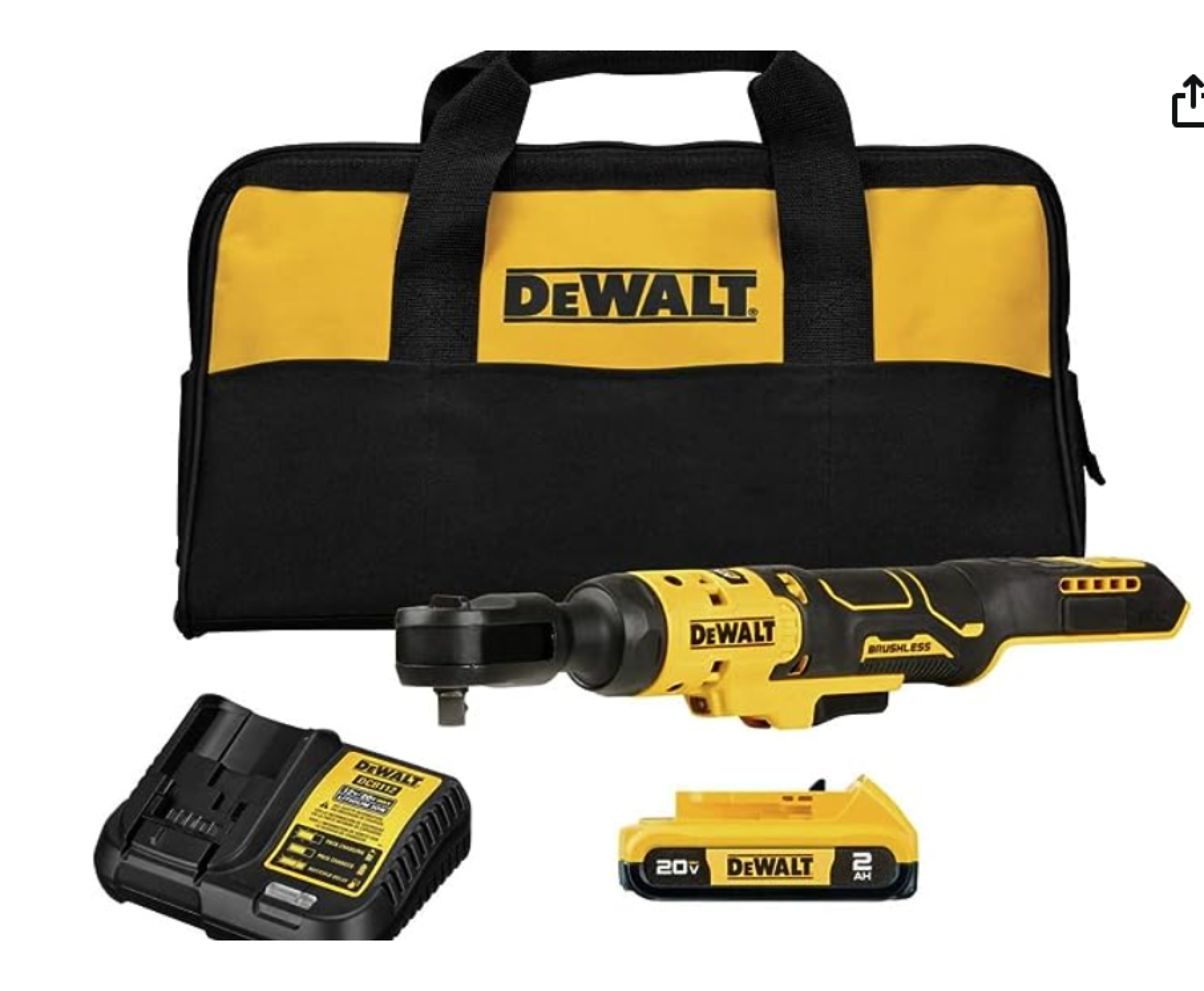 DEWALT 20V MAX Ratchet Set, 3/8 inch, 70 lbs of Torque, Battery and Storage Bag Included (DCF513D1)