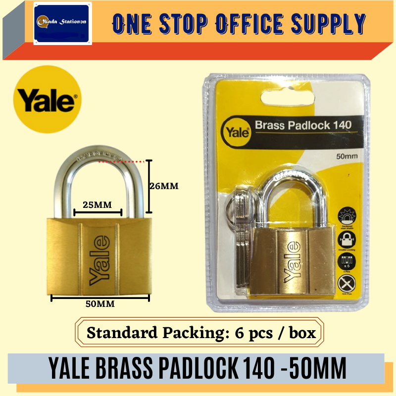 YALE BRASS PADLOCK V140 - 50MM /Yale /Padlock /Brass Padlock/V140 /50mm /Heavy Duty Padlock /Yale Brass Padlock