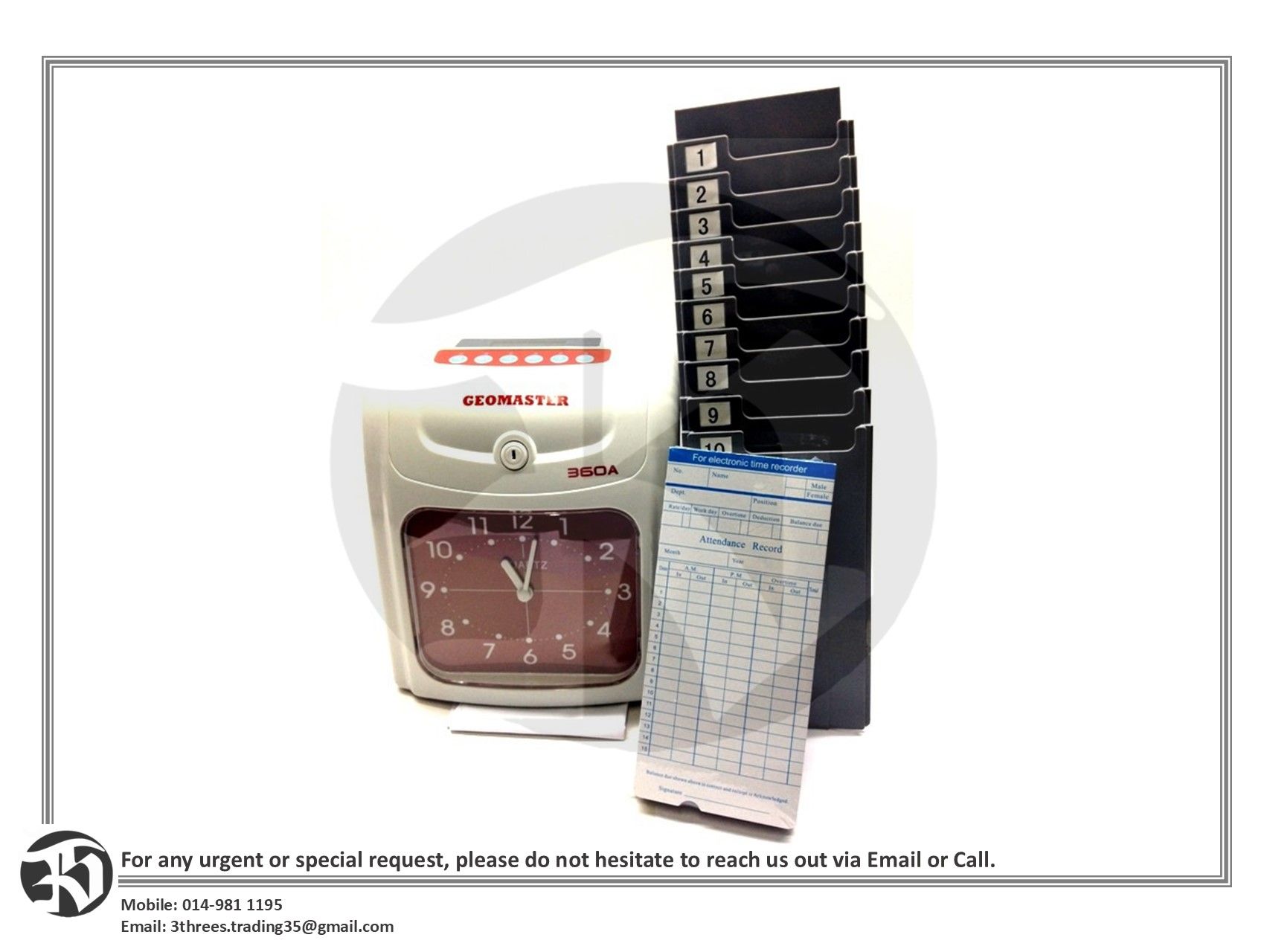 Geomaster Analog Punch Card Machine / Time Recorder