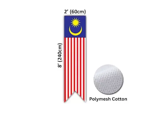 QP MALAYSIA FLAG 2' X 8' F1503 (POLYMESH COTTON)