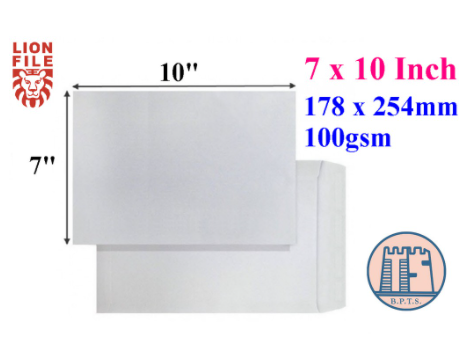 7" x 10" Super White Envelope 100gsm / Sampul Surat Putih 7 x 10 Inch / 178 x 254mm 10pcs/pkt