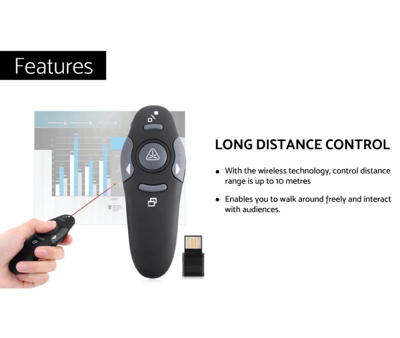 Pointer Presentation Pointer Clicker 2.4GHz Wireless Remote PPT Present Office Lecture Laser Pen