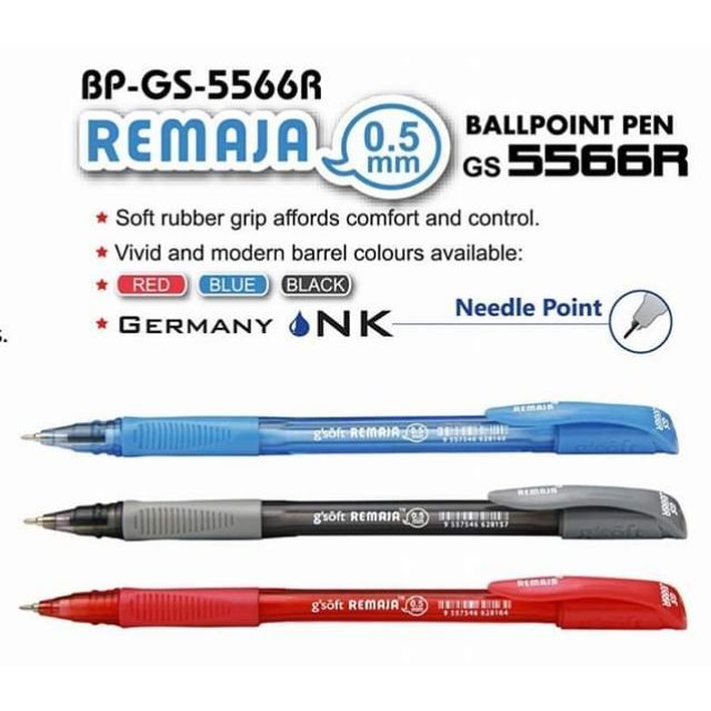 GSOFT REMAJA BALLPOINT PEN BLUE 0.5MM GS5566R (50PCS/DRUM)