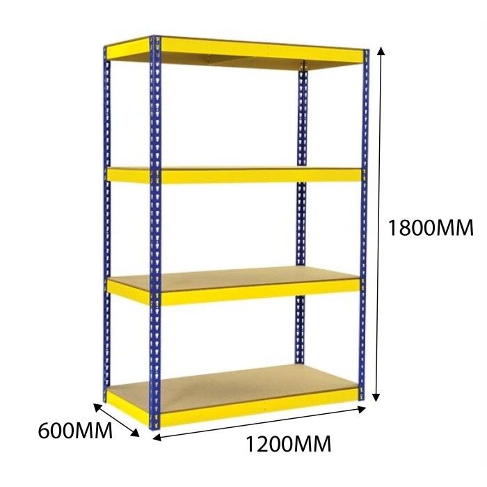 BOLTLESS RACK 4 TIER SIZE: 1800MM (H) X 1200( W) X 600(D) FREE DELIVERY