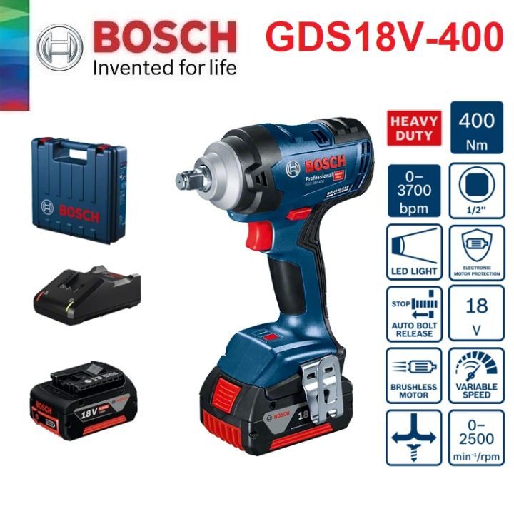 Bosch Impact Wrench GDS18V-400 & 2 unit Battery + Charger