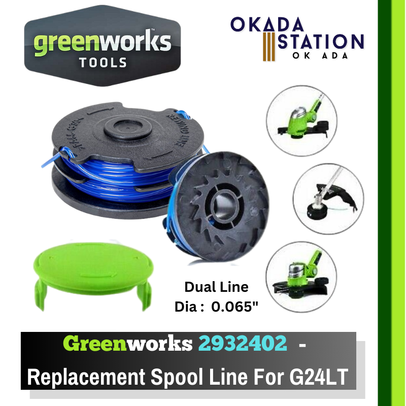 Greenworks 2932402 - Replacement Spool Line 0.065" (For G24LT) - Dual Line / Grass Trimmer Spool Line / Spool Line / String Trimmer Line Refill