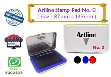 Artline Stamp Pad No. 0 ( Small Size - 56mm x 90mm ) / Artline Ink Pad / Stamp Pad Kecil # Pilihan Warna Ink : Hitam / Biru / Merah # Boleh Isi Semula Ink # Refillable Ink # RP0531 ( KTT : 1 Unit )