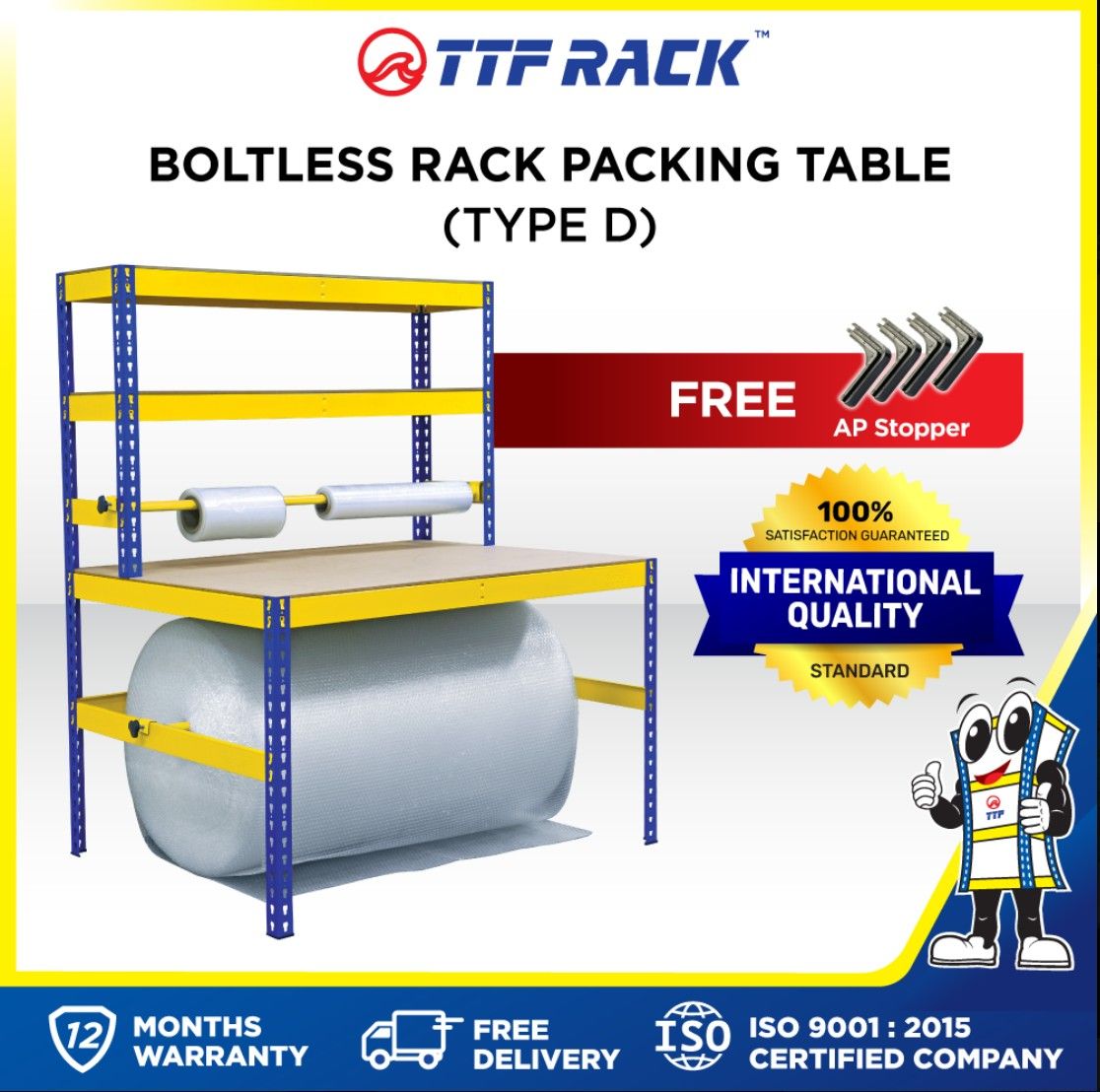 Boltless Rack Packing Table Type D (Yellow & Blue)