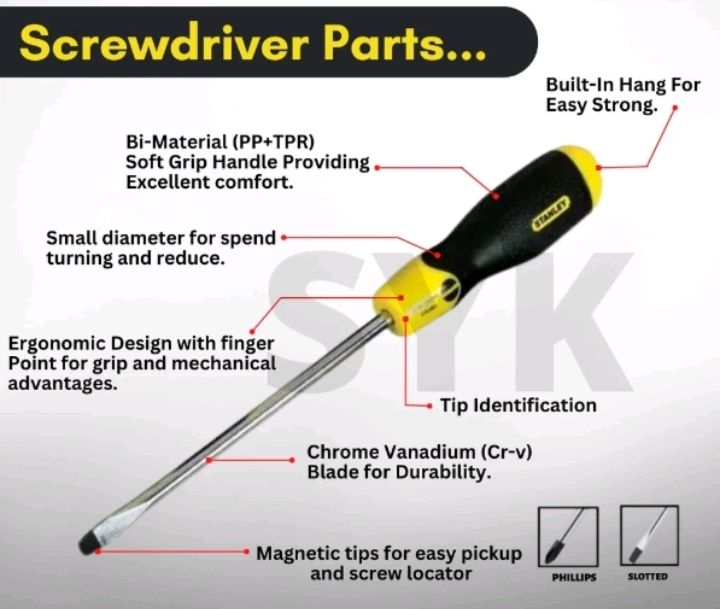 Stanley STMT66673 8Pcs Philips Slotted Cushion Grip Screwdriver Set