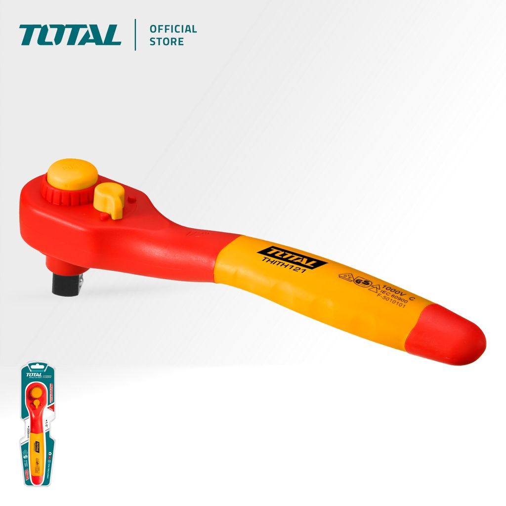 TOTAL INSULATED RATCHET WRENCH REVERSIBLE HANDLE AND QUICK RELEASE FOR VOLTAGE RANGE (1/2"/36T/1000V) THIRTH121