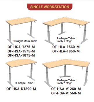 OFIS HEIGHT ADJUSTABLE DESK SERIES _SINGLE WORKSTATION/2ND STAGE - HAND CRANK