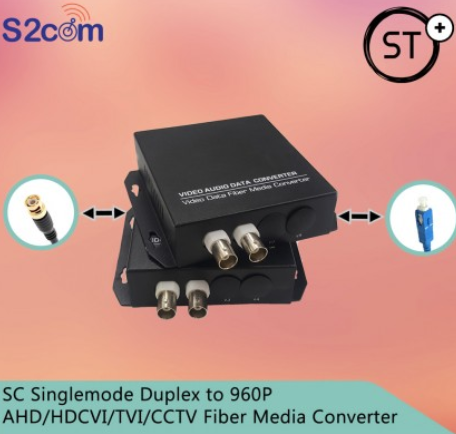 SC Singlemode Duplex To 960P AHD/HDCVI/TVI/CCTV Fiber Media Converter (S672)
