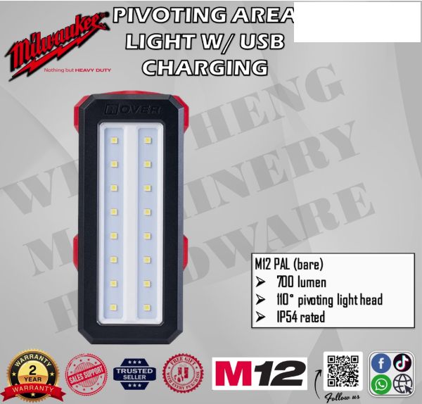 MILWAUKEE M12 Pivoting Area Light w/ USB Charging - M12 PAL-0 / SET