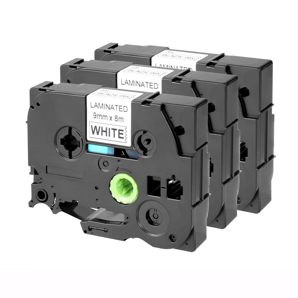 Black on White 12mm Laminated 8M TZe-231 -tape cassette