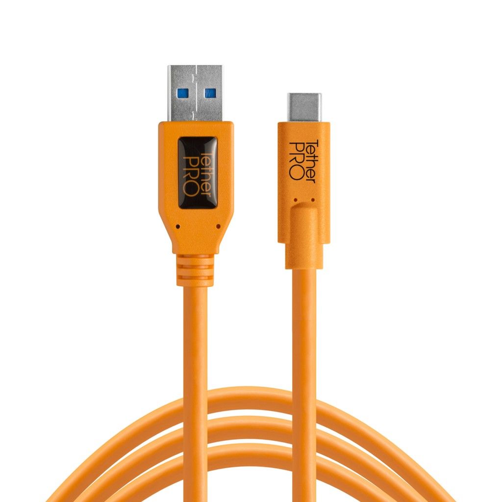 Tether Tools CUC3215-ORG TetherPro USB Type-C Male to USB 3.0 Type-A Male Cable (15', Orange)