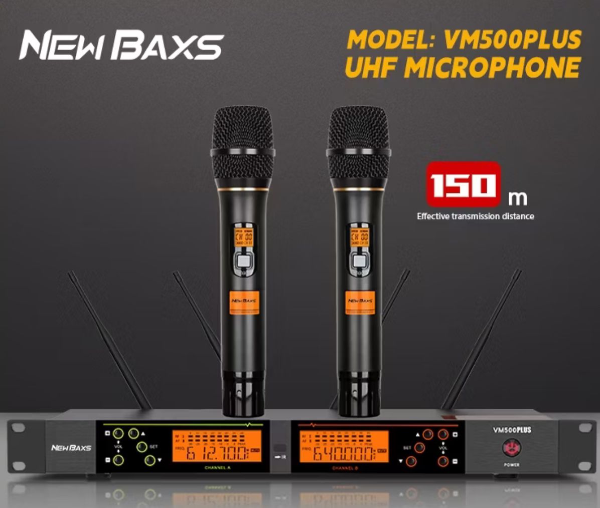 New Baxs VM500PLUS Wireless Microphone with Two Wireless Microphones