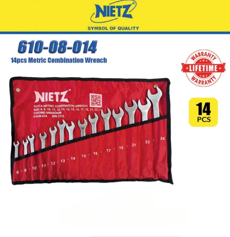 NIETZ 8-24MM 14PCS METRIC COMBINATION WRENCH SPANNER SET