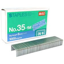 MAX STAPLES BULLET -NO 35-1M/ NO 2115/ NO 1208F/ NO 1210-FAH/ NO 1213/ NO 1215/ NO1217-FAH/ NO 1220/ NO 1224/ NO 11-1M