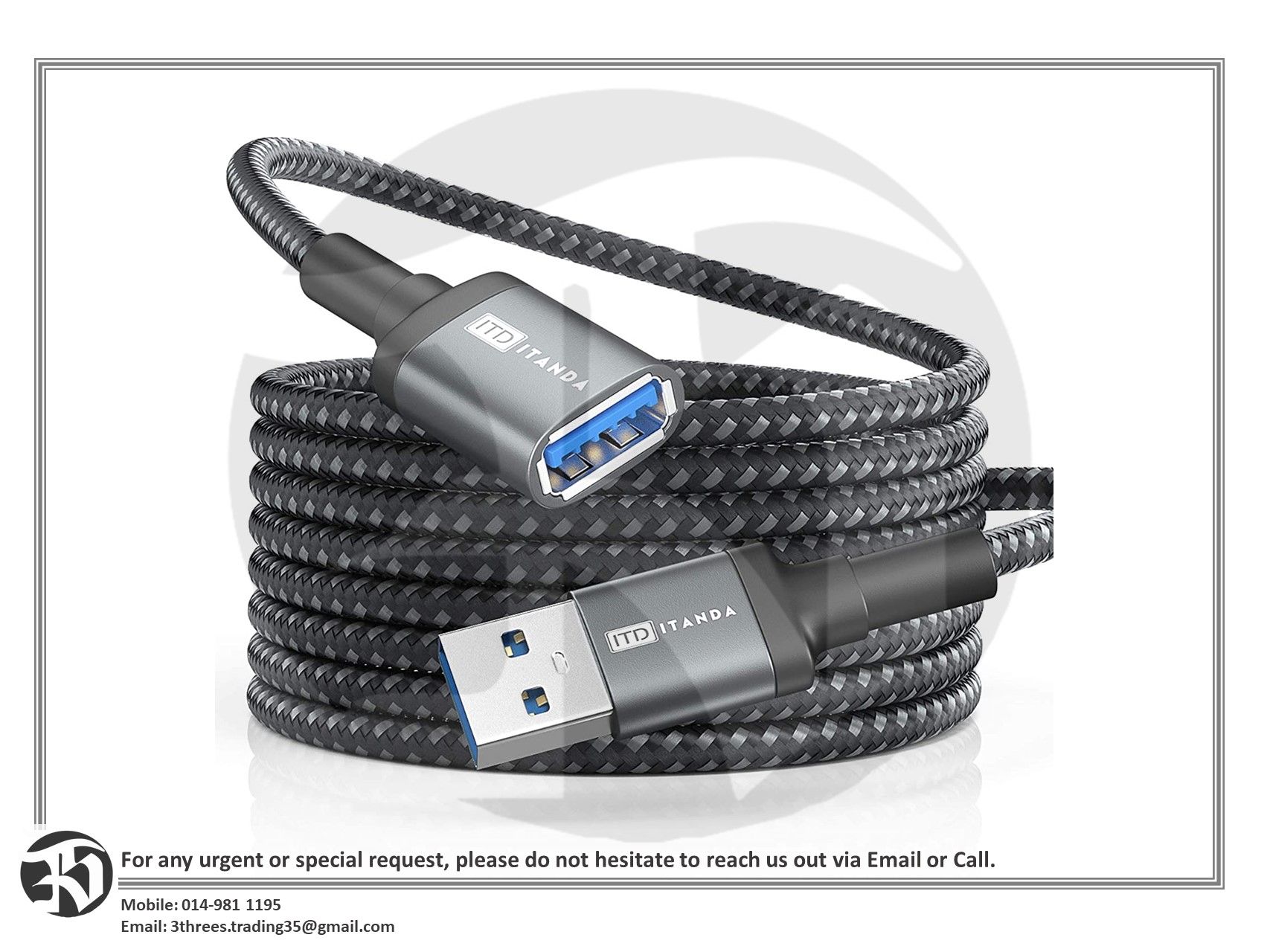 10ft Extension Cable USB 3.0 Type A (Male to Female) 5Gbps Data Transfer