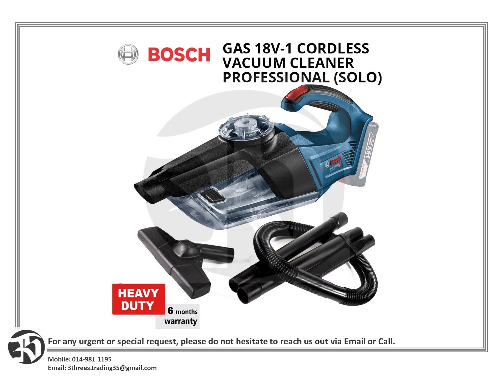 Bosch GAS 18V-1 Cordless Vacuum Cleaner Professional