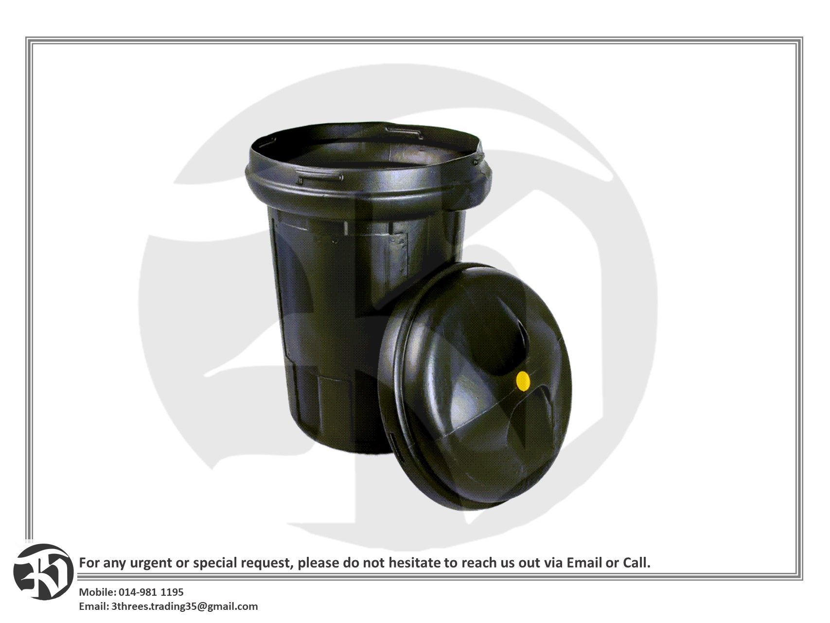 Black Fiber Dustbin 70L