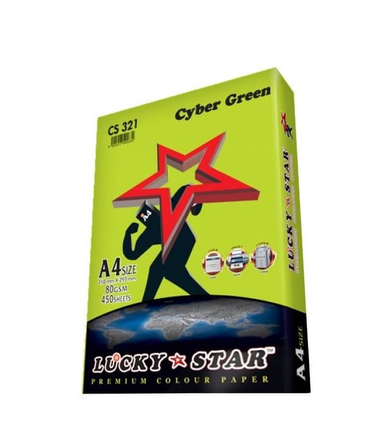 Lucky Star A4 Fluorescent Colour Paper 80gm 450's – CS321 Cyber Green