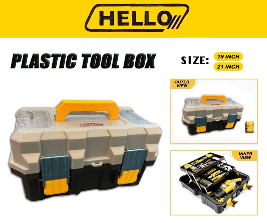 HELLO SUPER DURABLE TOOL BOX (19" & 21") 2 LAYER TOOLS BOX