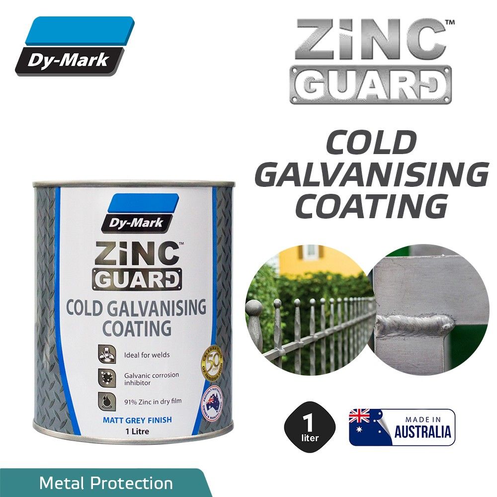 Dy-Mark Zinc Guard Cold Galvanising Coating Heavy Duty Corrosion Inhibitive Primer Matt Grey Finish 1L