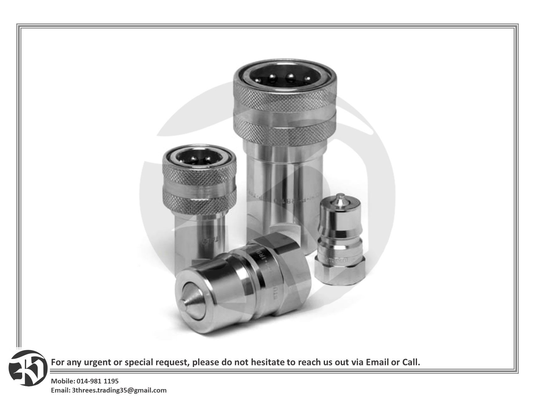 Carbon Steel Hydraulic Quick Connect Coupling, 3/4" Male BSP