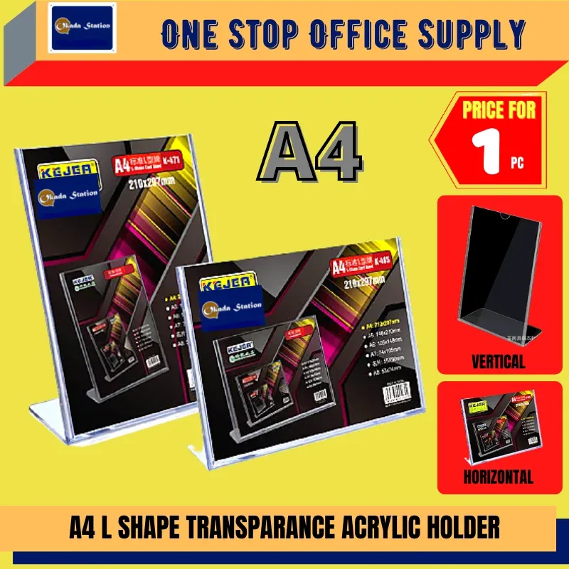 STZ / ACRYLIC STAND / A4 SIZE / L SHAPE / VERTICAL / HORIZONTAL / ACRYLIC HOLDER / MENU HOLDER / CARD STAND / PLASTIC HOLDER /