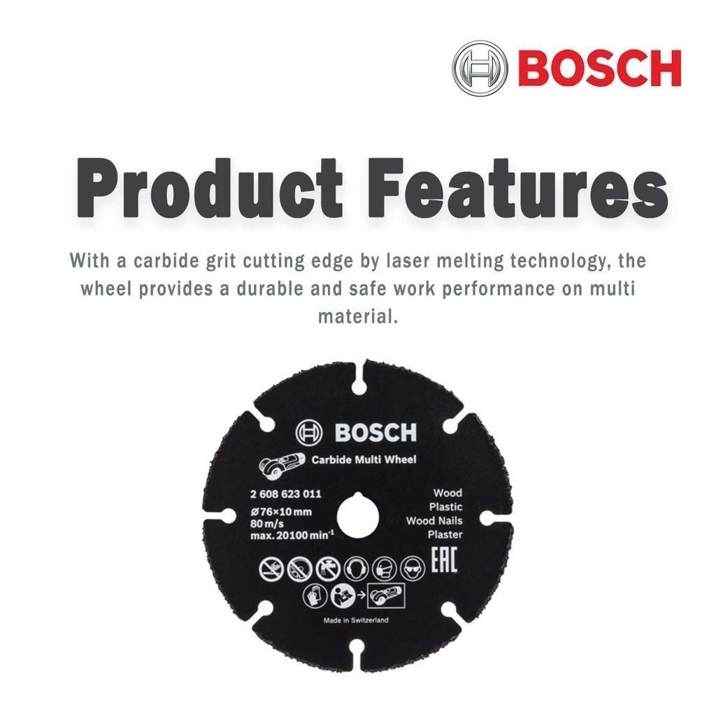 BOSCH 76mm x 10mm Carbide Multi Wheel Cutting Disc For GWS12V-76
