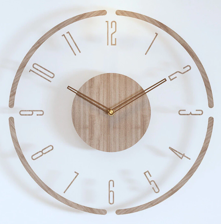 BC 35CM Large Wooden Wall Clock Silent Japan Muji Styles - Framed A
