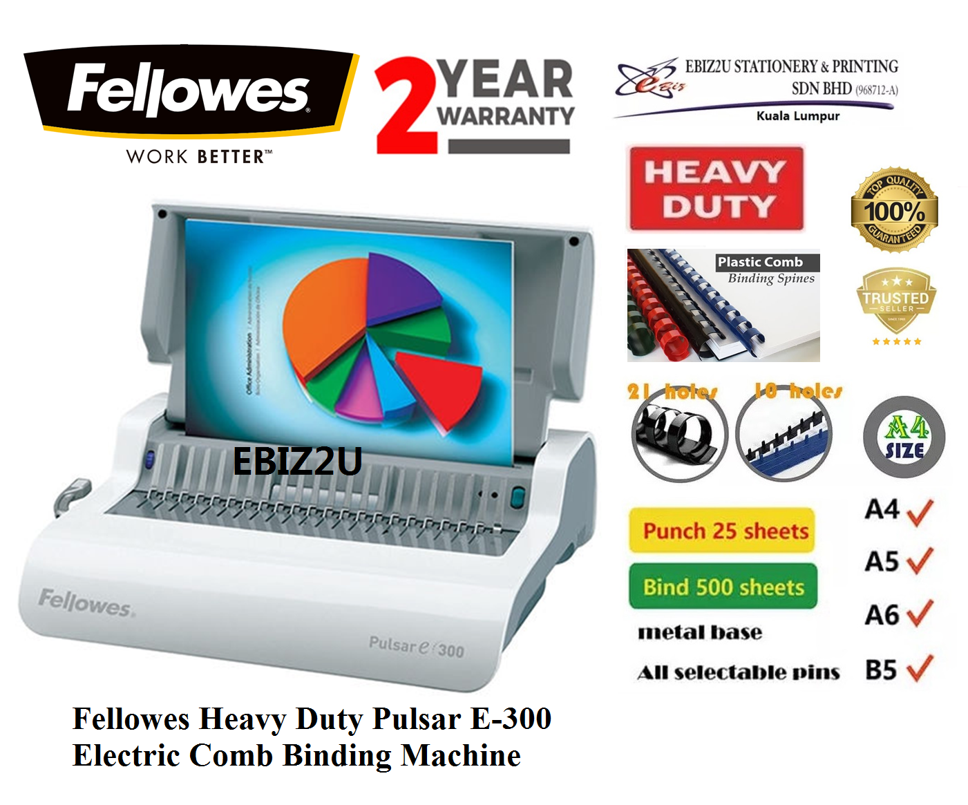 Fellowes Pulsar E-300 Electric Comb Binding Machine (electric binding machine, heavy duty binding machine, electric Comb binding machine best binding machine, electric binder, electric comb)