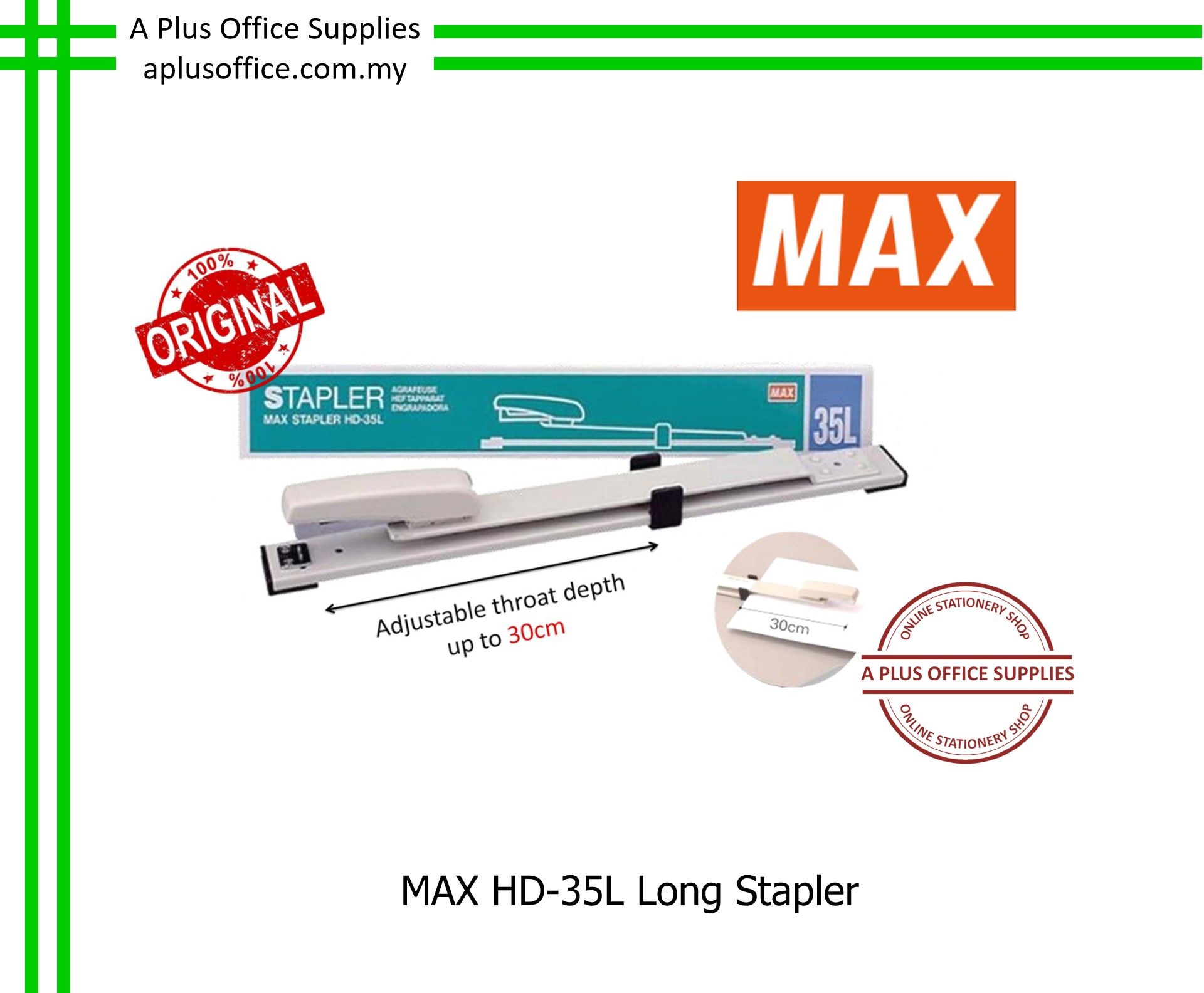 MAX HD-35L Long Stapler / Pengokot Panjang