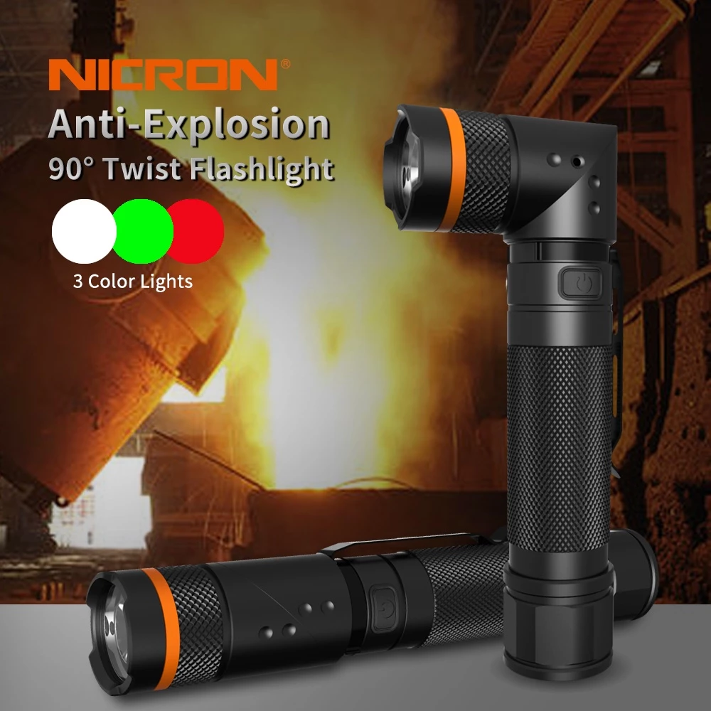 NICRON Portable 90 Degree Rotable Explosion Proof Flashlight Worklight IP64