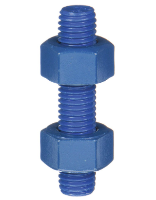 *1 1/8"-8UN x 140MM ASTM A193 B7 STUD BOLT C/W 2 A194 GR.2H HEAVY HEX NUTS (ZINC-NICKEL PLATING + XYLAN 1424 BLUE)